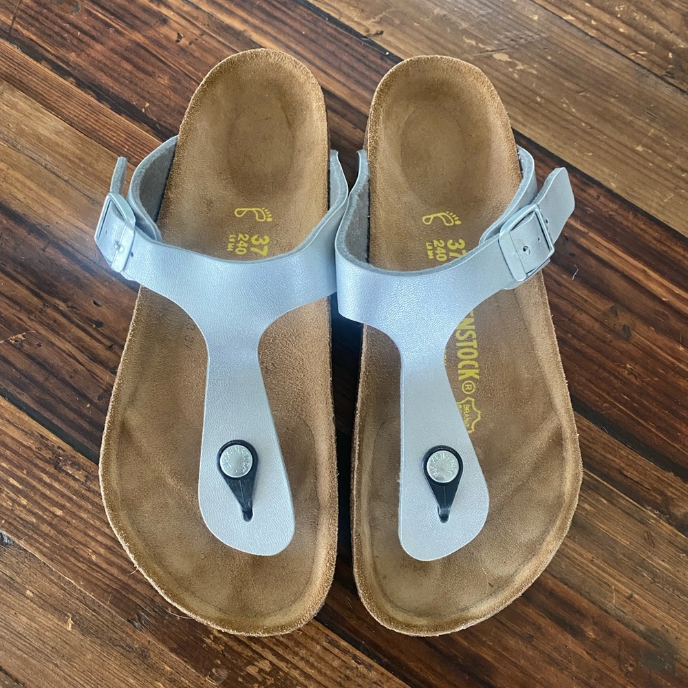 Birkenstock sandals with silver leather size 37/7